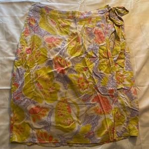 ModCloth Floral Faux Wrap Skirt